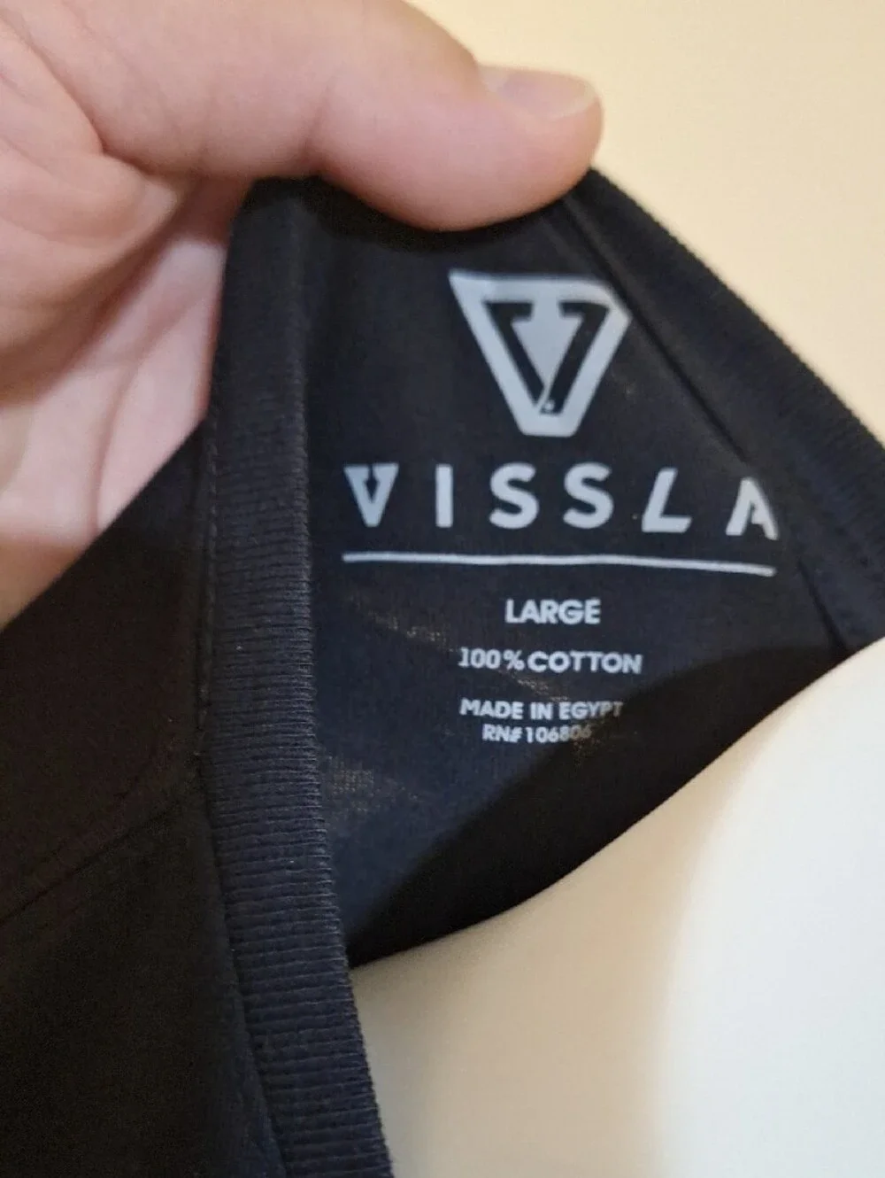 VISSLA Black Tee with White Gothic Chest Logo